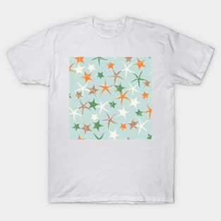 Starfish galaxy in sage green, zesty orange, off white and caramel. T-Shirt